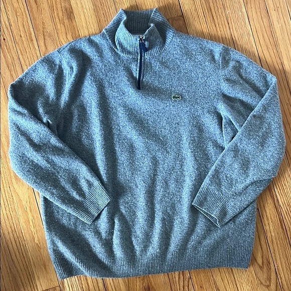 Lacoste Men's Gray 1/4 Zip Wool Sweater - Picture 1 of 4